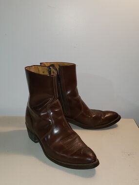 Vulcan Men's Brown Leather Ankle Boots with Side Zip